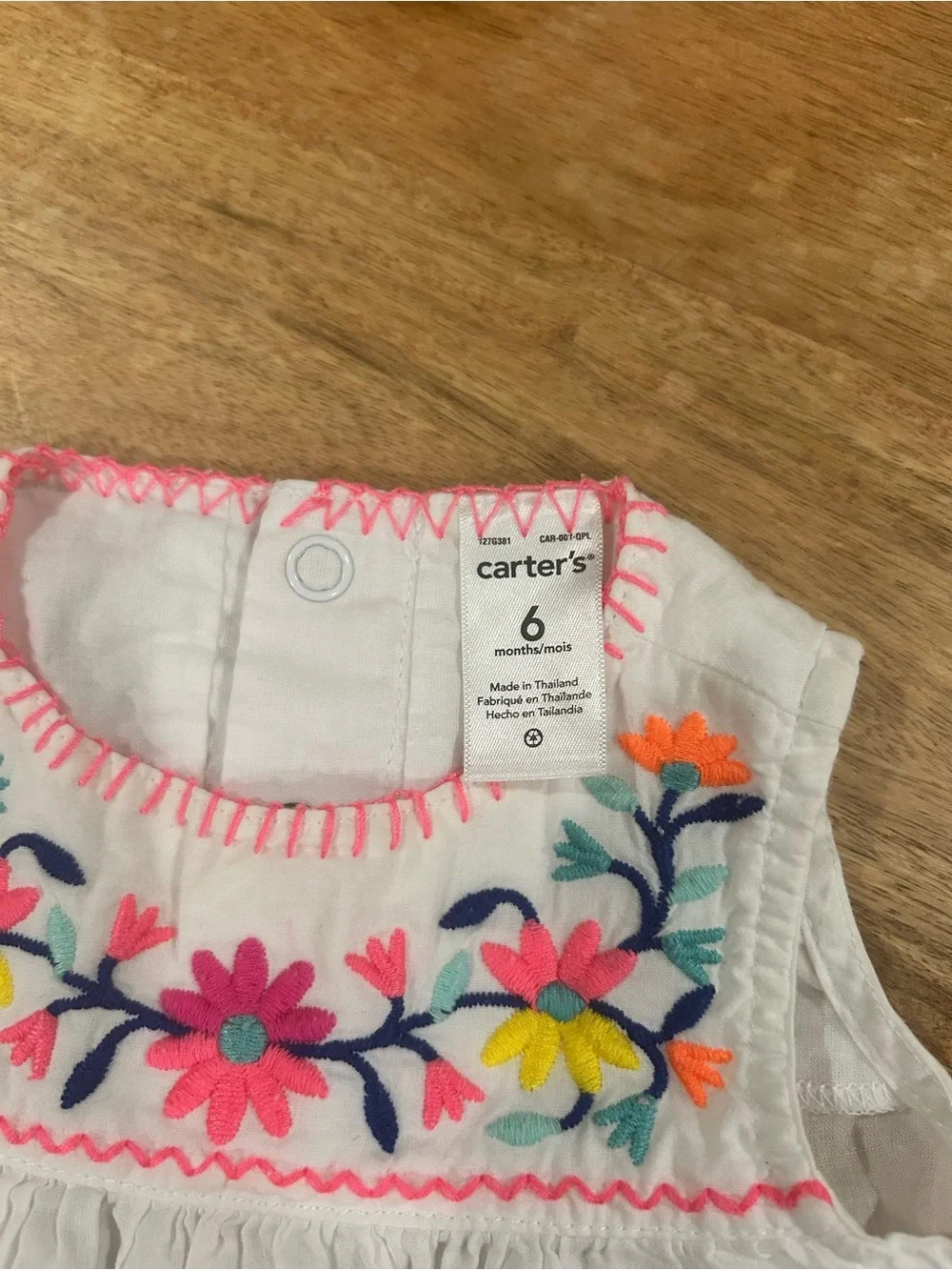 Carters Bundle Pink Footed Leggings & White Floral Embroidered Sleeveless Dress